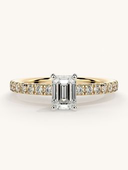 Valanova - Sterling Silver Plated with Yellow Gold and Certified Lab Grown Diamond 0.81Cts Ring