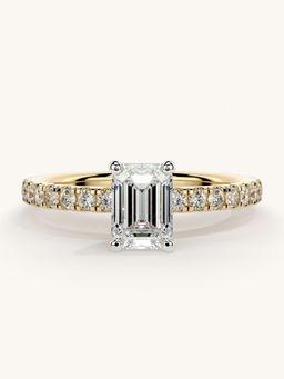 Valanova - Sterling Silver Plated with Yellow Gold and Certified Lab Grown Diamond 1.06Cts Ring