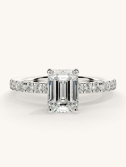 Valanova - Sterling Silver Plated with White Gold and Certified Lab Grown Diamond 1.31Cts Ring