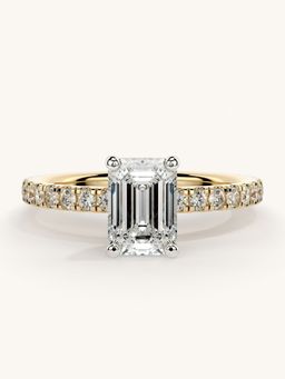 Valanova - Sterling Silver Plated with Yellow Gold and Certified Lab Grown Diamond 1.31Cts Ring