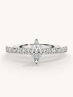 Valanova - Sterling Silver Plated with White Gold and Certified Lab Grown Diamond 0.56Cts Ring