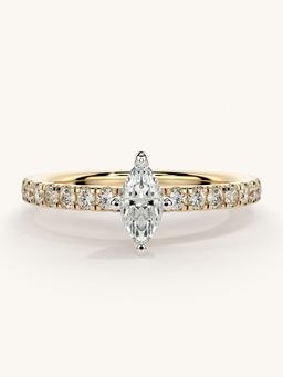 Valanova - Sterling Silver Plated with Yellow Gold and Certified Lab Grown Diamond 0.56Cts Ring