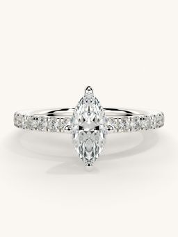 Valanova - Sterling Silver Plated with White Gold and Certified Lab Grown Diamond 0.81Cts Ring