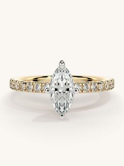 Valanova - Sterling Silver Plated with Yellow Gold and Certified Lab Grown Diamond 0.81Cts Ring
