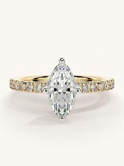 Valanova - Sterling Silver Plated with Yellow Gold and Certified Lab Grown Diamond 1.06Cts Ring
