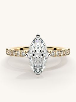 Valanova - Sterling Silver Plated with Yellow Gold and Certified Lab Grown Diamond 1.31Cts Ring