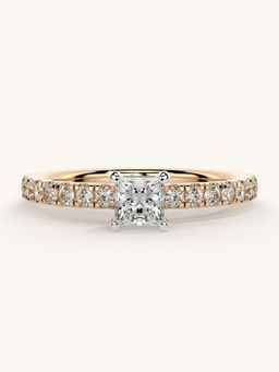 Valanova - Sterling Silver Plated with Rose Gold and Certified Lab Grown Diamond 0.56Cts Ring