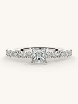 Valanova - Sterling Silver Plated with White Gold and Certified Lab Grown Diamond 0.56Cts Ring