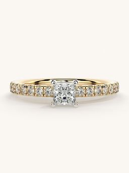 Valanova - Sterling Silver Plated with Yellow Gold and Certified Lab Grown Diamond 0.56Cts Ring