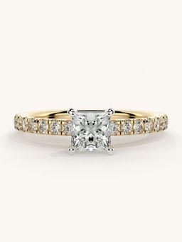 Valanova - Sterling Silver Plated with Yellow Gold and Certified Lab Grown Diamond 0.81Cts Ring