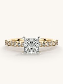 Valanova - Sterling Silver Plated with Yellow Gold and Certified Lab Grown Diamond 1.06Cts Ring