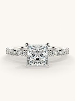Valanova - Sterling Silver Plated with White Gold and Certified Lab Grown Diamond 1.31Cts Ring