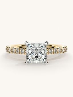 Valanova - Sterling Silver Plated with Yellow Gold and Certified Lab Grown Diamond 1.31Cts Ring