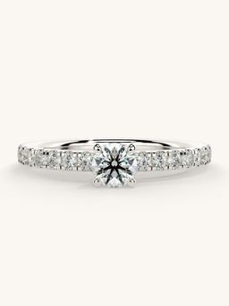 Valanova - Sterling Silver Plated with White Gold and Certified Lab Grown Diamond 0.56Cts Ring