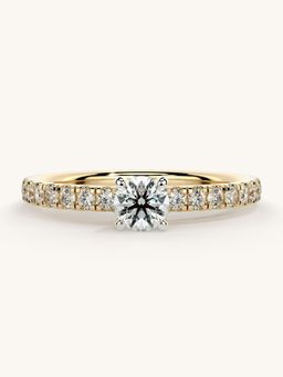 Valanova - Sterling Silver Plated with Yellow Gold and Certified Lab Grown Diamond 0.56Cts Ring