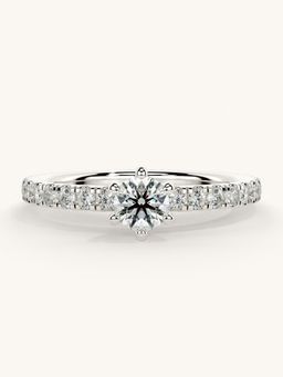 Valanova - Sterling Silver Plated with White Gold and Certified Lab Grown Diamond 0.56Cts Ring