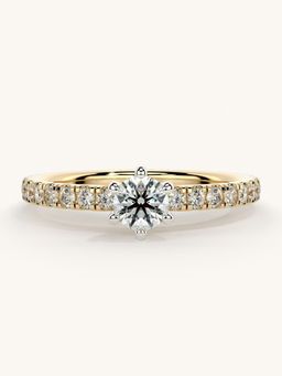 Valanova - Sterling Silver Plated with Yellow Gold and Certified Lab Grown Diamond 0.56Cts Ring