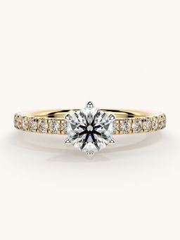 Valanova - Sterling Silver Plated with Yellow Gold and Certified Lab Grown Diamond 0.81Cts Ring