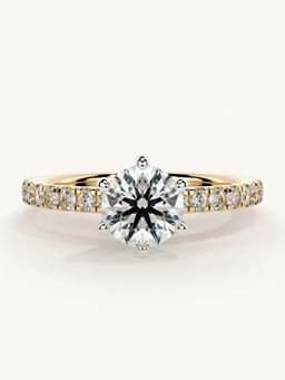 Valanova - Sterling Silver Plated with Yellow Gold and Certified Lab Grown Diamond 1.06Cts Ring