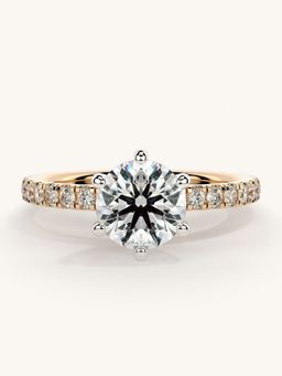 Valanova - Sterling Silver Plated with Rose Gold and Certified Lab Grown Diamond 1.31Cts Ring