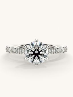 Valanova - Sterling Silver Plated with White Gold and Certified Lab Grown Diamond 1.31Cts Ring