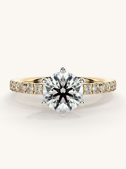 Valanova - Sterling Silver Plated with Yellow Gold and Certified Lab Grown Diamond 1.31Cts Ring