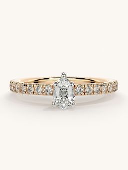 Valanova - Sterling Silver Plated with Rose Gold and Certified Lab Grown Diamond 0.56Cts Ring