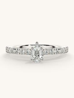 Valanova - Sterling Silver Plated with White Gold and Certified Lab Grown Diamond 0.56Cts Ring