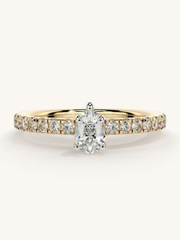 Valanova - Sterling Silver Plated with Yellow Gold and Certified Lab Grown Diamond 0.56Cts Ring