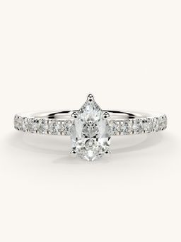 Valanova - Sterling Silver Plated with White Gold and Certified Lab Grown Diamond 0.81Cts Ring