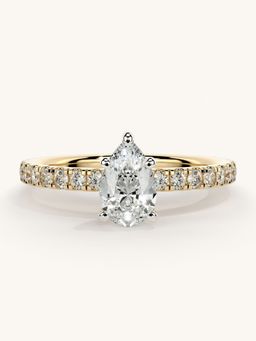 Valanova - Sterling Silver Plated with Yellow Gold and Certified Lab Grown Diamond 0.81Cts Ring