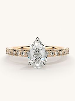 Valanova - Sterling Silver Plated with Rose Gold and Certified Lab Grown Diamond 1.06Cts Ring