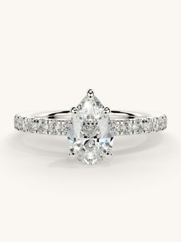 Valanova - Sterling Silver Plated with White Gold and Certified Lab Grown Diamond 1.06Cts Ring