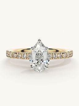 Valanova - Sterling Silver Plated with Yellow Gold and Certified Lab Grown Diamond 1.06Cts Ring