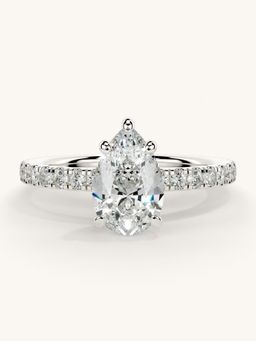 Valanova - Sterling Silver Plated with White Gold and Certified Lab Grown Diamond 1.31Cts Ring