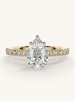 Valanova - Sterling Silver Plated with Yellow Gold and Certified Lab Grown Diamond 1.31Cts Ring