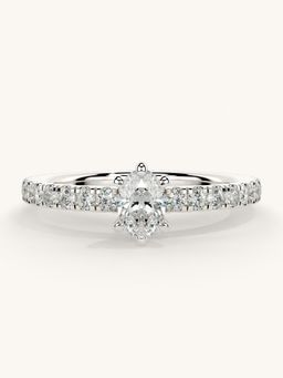 Valanova - Sterling Silver Plated with White Gold and Certified Lab Grown Diamond 0.56Cts Ring