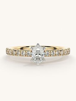 Valanova - Sterling Silver Plated with Yellow Gold and Certified Lab Grown Diamond 0.56Cts Ring