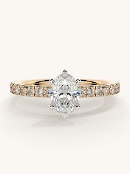 Valanova - Sterling Silver Plated with Rose Gold and Certified Lab Grown Diamond 0.81Cts Ring