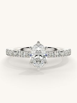 Valanova - Sterling Silver Plated with White Gold and Certified Lab Grown Diamond 0.81Cts Ring