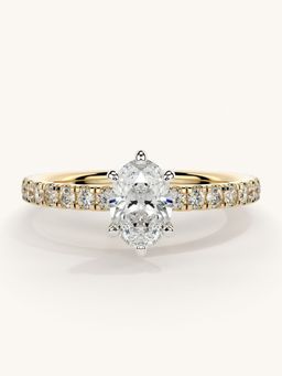 Valanova - Sterling Silver Plated with Yellow Gold and Certified Lab Grown Diamond 0.81Cts Ring