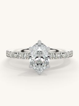 Valanova - Sterling Silver Plated with White Gold and Certified Lab Grown Diamond 1.06Cts Ring
