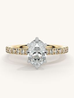 Valanova - Sterling Silver Plated with Yellow Gold and Certified Lab Grown Diamond 1.06Cts Ring