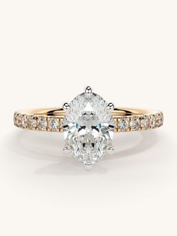Valanova - Sterling Silver Plated with Rose Gold and Certified Lab Grown Diamond 1.31Cts Ring