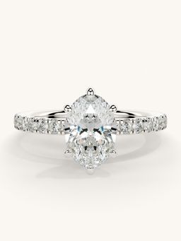 Valanova - Sterling Silver Plated with White Gold and Certified Lab Grown Diamond 1.31Cts Ring