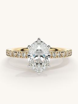 Valanova - Sterling Silver Plated with Yellow Gold and Certified Lab Grown Diamond 1.31Cts Ring