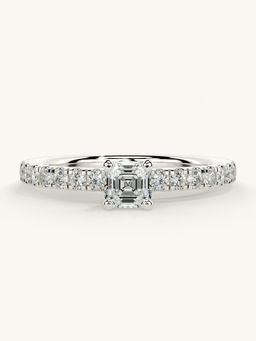 Valanova - Sterling Silver Plated with White Gold and Certified Lab Grown Diamond 0.56Cts Ring