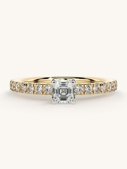 Valanova - Sterling Silver Plated with Yellow Gold and Certified Lab Grown Diamond 0.56Cts Ring