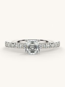 Valanova - Sterling Silver Plated with White Gold and Certified Lab Grown Diamond 0.81Cts Ring