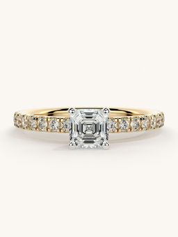 Valanova - Sterling Silver Plated with Yellow Gold and Certified Lab Grown Diamond 0.81Cts Ring